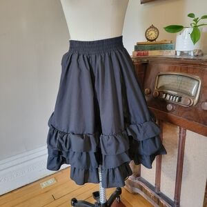 Vintage Black Ruffled Square Dance Full Skirt Rockabilly Western Small